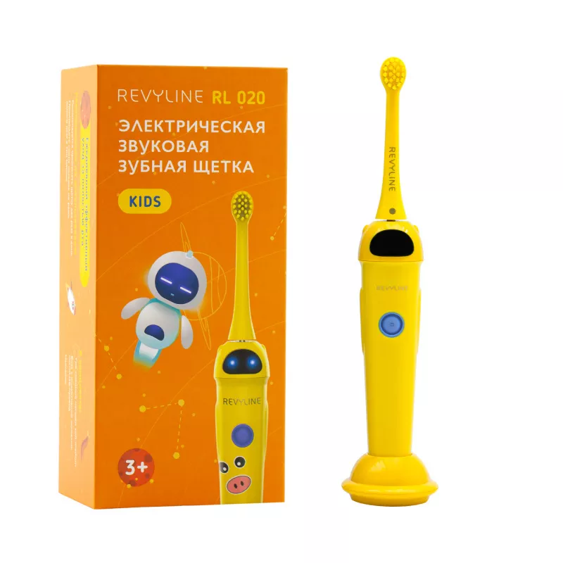 Удобная звуковая щетка для детей  Revyline RL 020 в желтом цвете